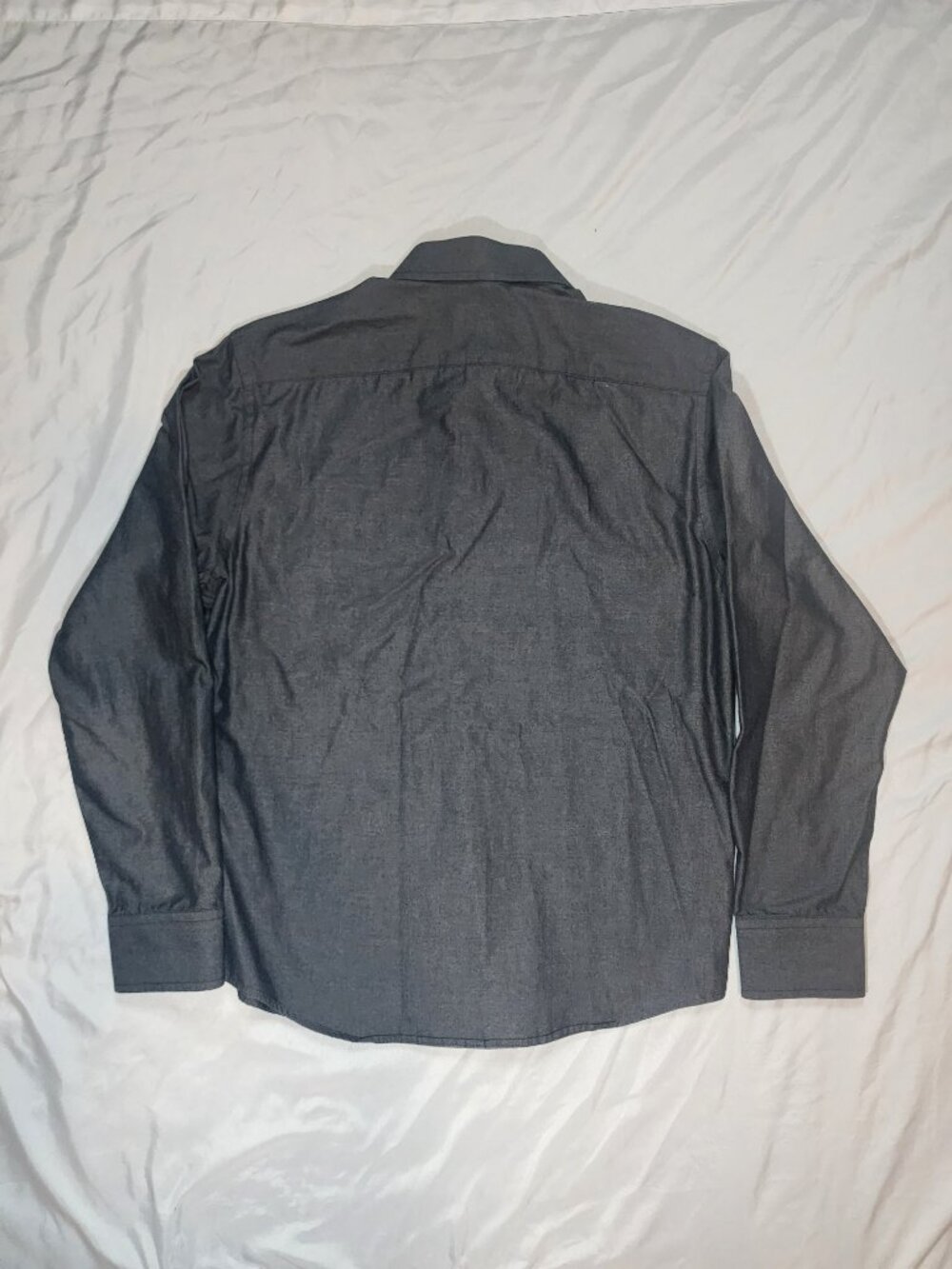 UNTUCKit Casablanca Men's Medium Gray Cotton Chambray Button Down Shirt - Picture 7 of 7